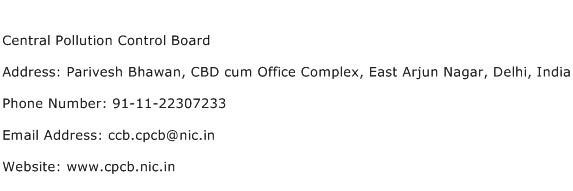 Central Pollution Control Board Address Contact Number