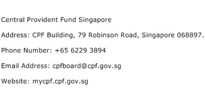 Central Provident Fund Singapore Address Contact Number
