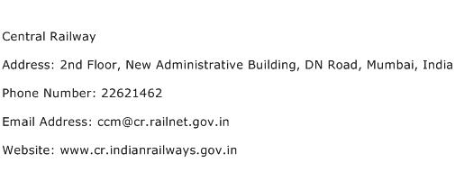 Central Railway Address Contact Number