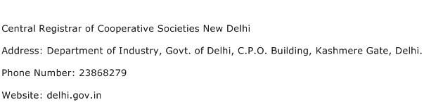 Central Registrar of Cooperative Societies New Delhi Address Contact Number