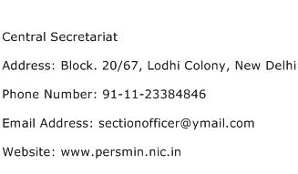 Central Secretariat Address Contact Number