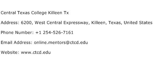 Central Texas College Killeen Tx Address Contact Number