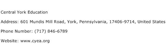 Central York Education Address Contact Number