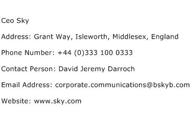 Ceo Sky Address Contact Number