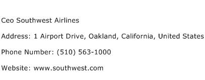 Ceo Southwest Airlines Address Contact Number