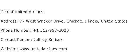 Ceo of United Airlines Address Contact Number