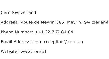 Cern Switzerland Address Contact Number