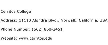 Cerritos College Address Contact Number
