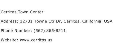 Cerritos Town Center Address Contact Number