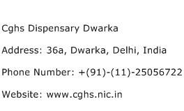 Cghs Dispensary Dwarka Address Contact Number
