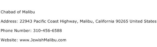 Chabad of Malibu Address Contact Number