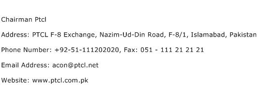 Chairman Ptcl Address Contact Number