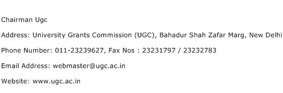 Chairman Ugc Address Contact Number