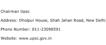 Chairman Upsc Address Contact Number