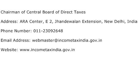 Chairman of Central Board of Direct Taxes Address Contact Number