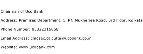 Chairman of Uco Bank Address Contact Number