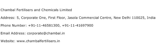 Chambal Fertilisers and Chemicals Limited Address Contact Number