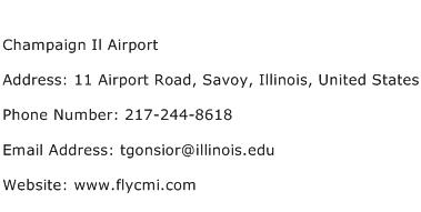 Champaign Il Airport Address Contact Number