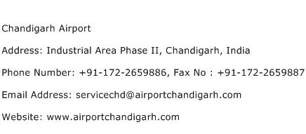 Chandigarh Airport Address Contact Number