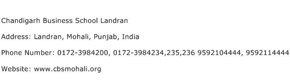 Chandigarh Business School Landran Address Contact Number