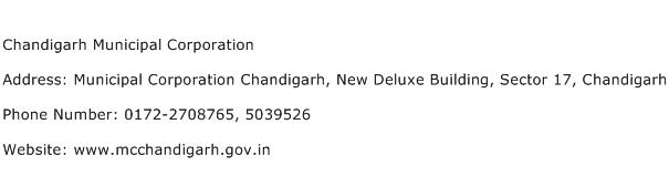 Chandigarh Municipal Corporation Address Contact Number
