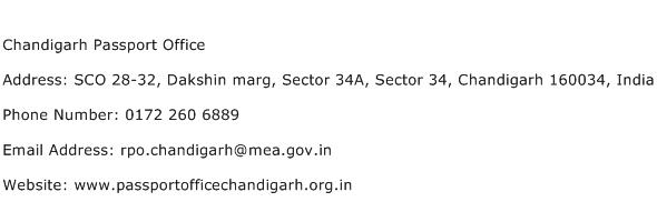 Chandigarh Passport Office Address Contact Number