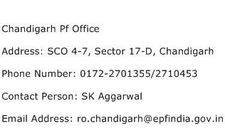 Chandigarh Pf Office Address Contact Number