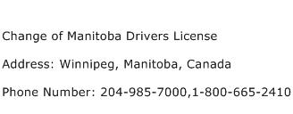 Change of Manitoba Drivers License Address Contact Number
