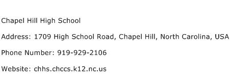Chapel Hill High School Address Contact Number