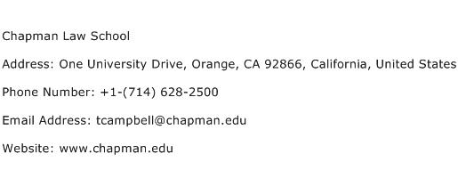 Chapman Law School Address Contact Number