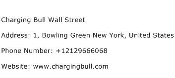 Charging Bull Wall Street Address Contact Number