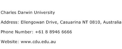 Charles Darwin University Address Contact Number