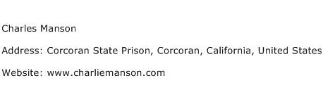 Charles Manson Address Contact Number