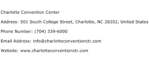 Charlotte Convention Center Address Contact Number