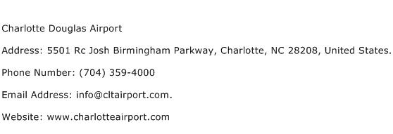 Charlotte Douglas Airport Address Contact Number