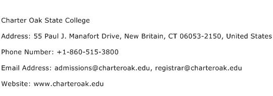 Charter Oak State College Address Contact Number