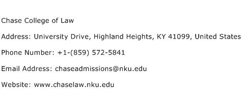 Chase College of Law Address Contact Number