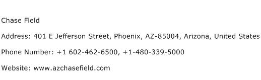 Chase Field Address Contact Number