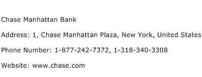 Chase Manhattan Bank Address Contact Number