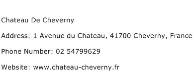 Chateau De Cheverny Address Contact Number