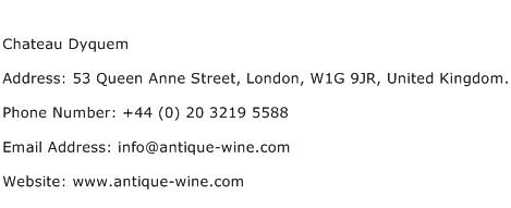 Chateau Dyquem Address Contact Number