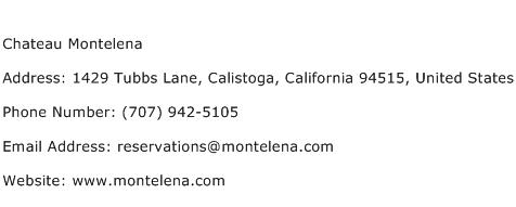 Chateau Montelena Address Contact Number