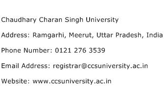 Chaudhary Charan Singh University Address Contact Number