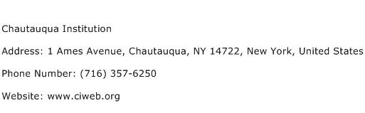 Chautauqua Institution Address Contact Number