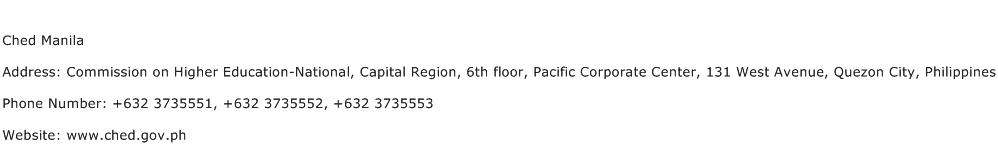 Ched Manila Address Contact Number