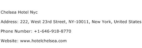 Chelsea Hotel Nyc Address Contact Number