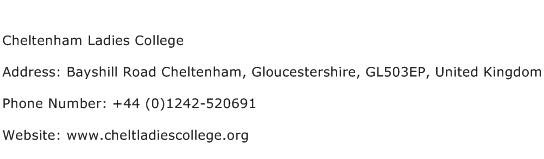 Cheltenham Ladies College Address Contact Number