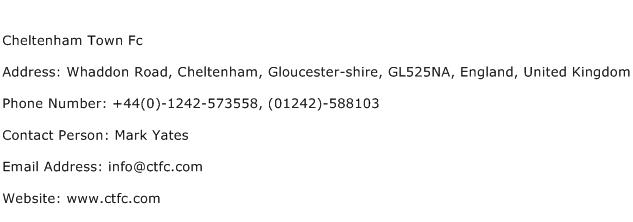 Cheltenham Town Fc Address Contact Number