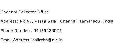 Chennai Collector Office Address Contact Number