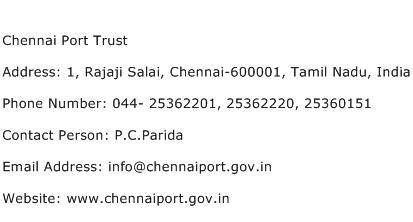 Chennai Port Trust Address Contact Number